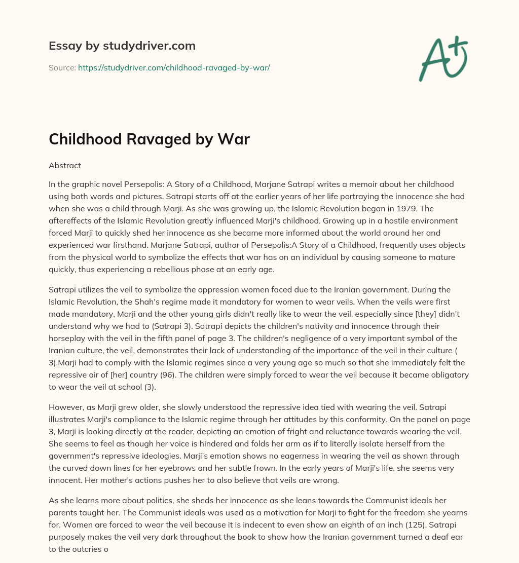 Childhood Ravaged by War essay