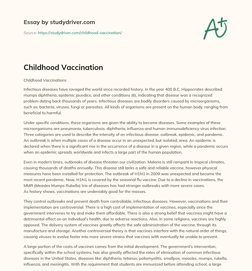 Childhood Vaccination essay