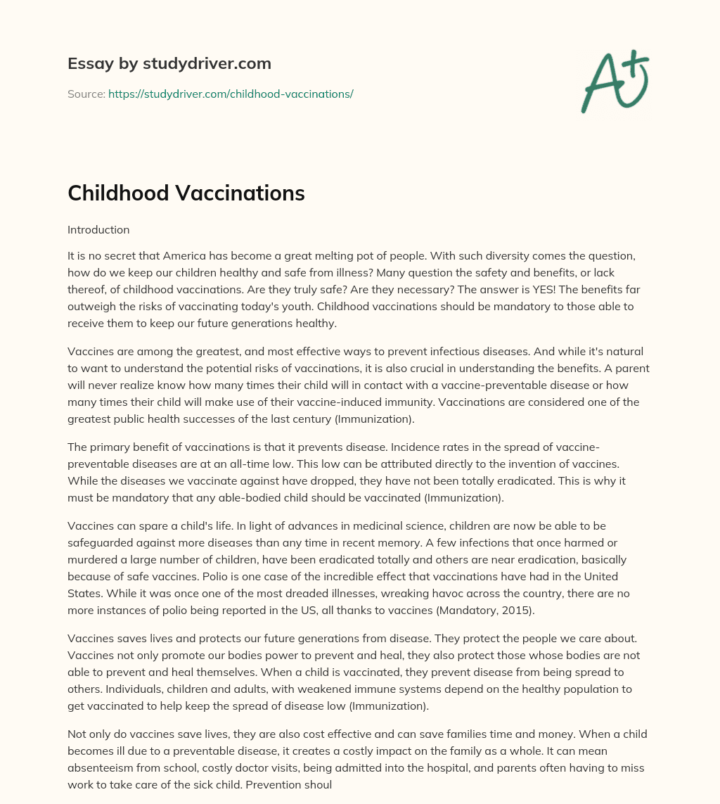 Childhood Vaccinations essay