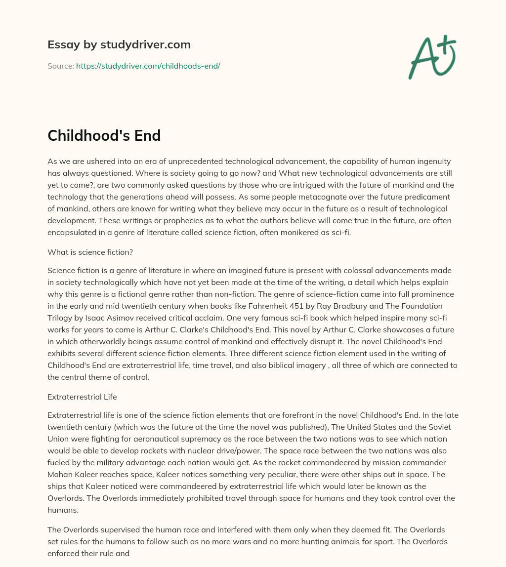 Childhood’s End essay