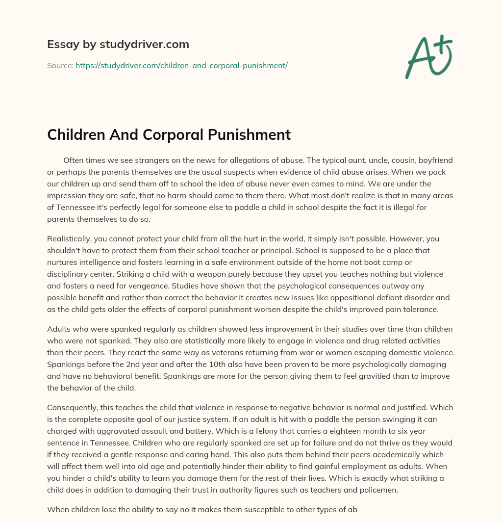 Children and Corporal Punishment essay