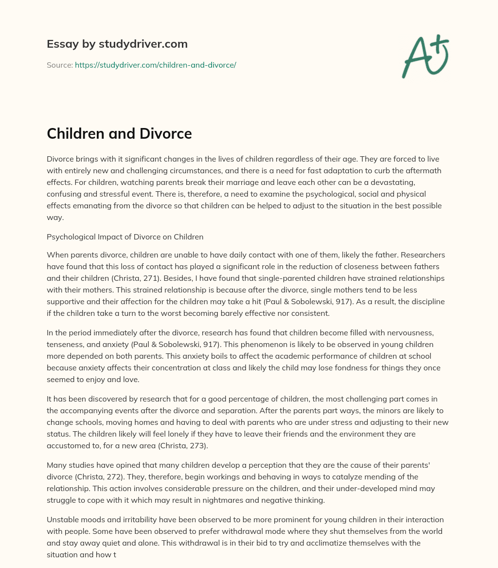 Children and Divorce essay