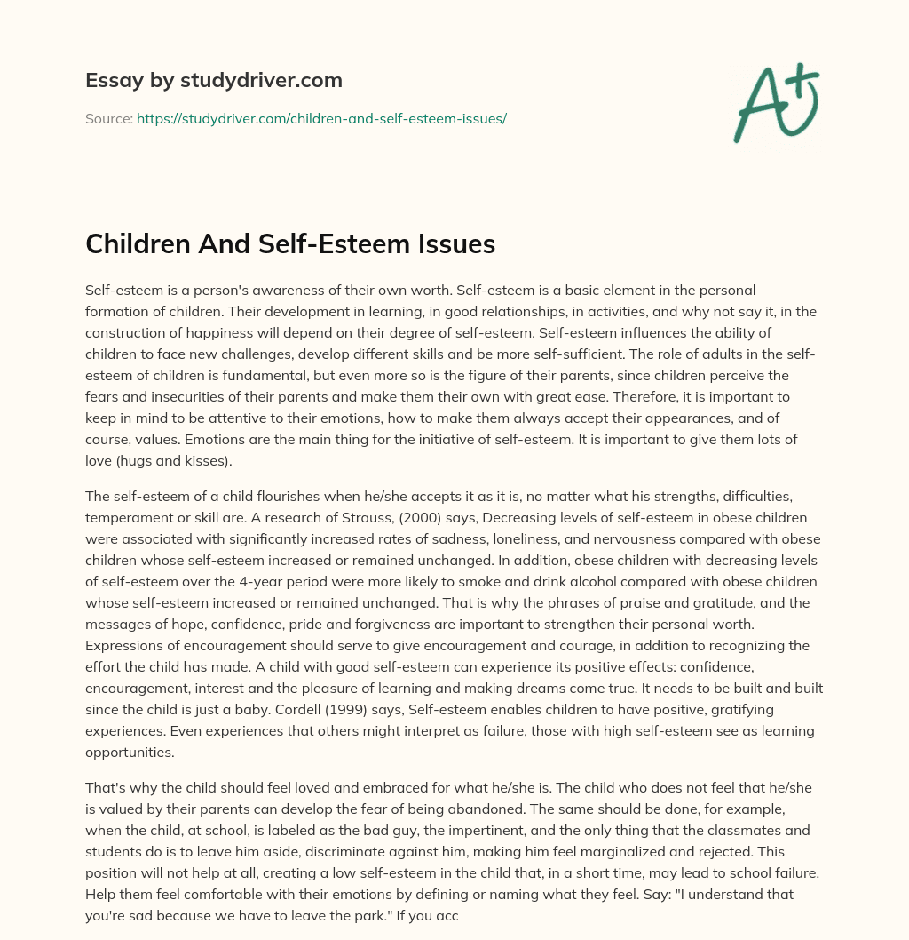 Children and Self-Esteem Issues essay