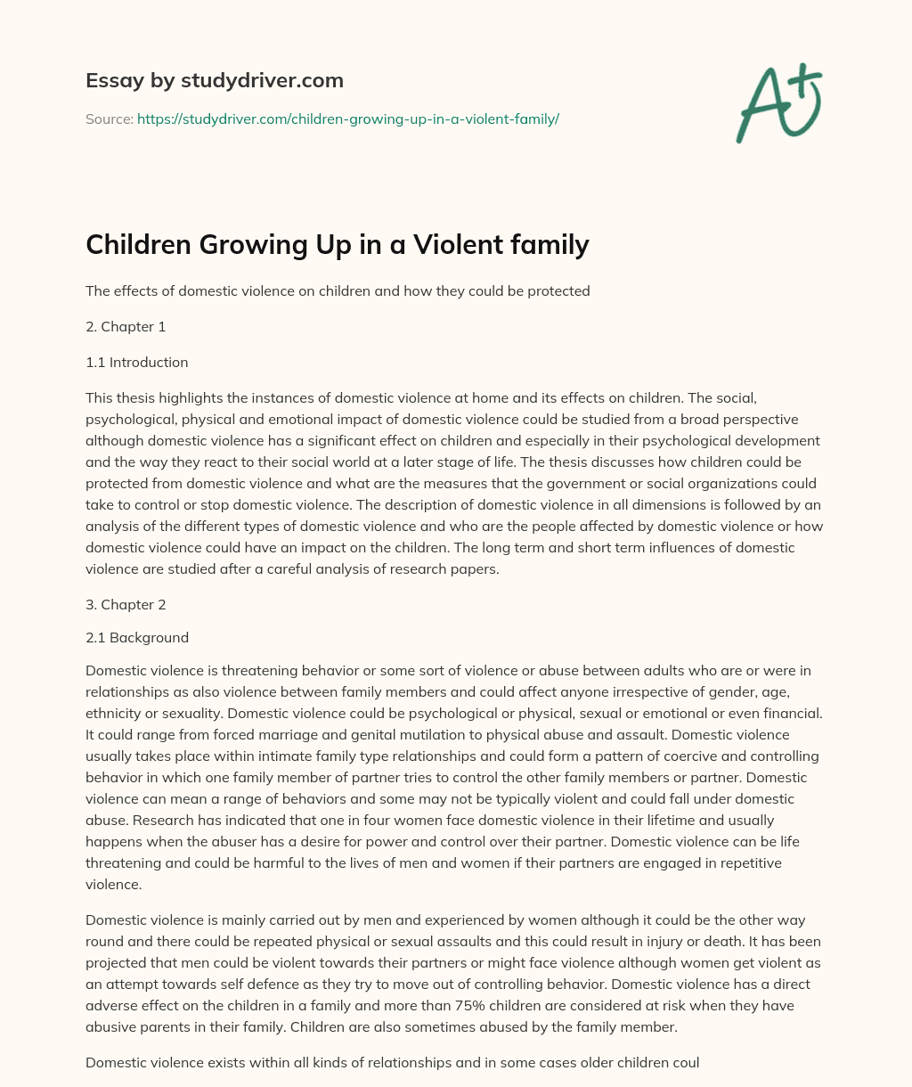 Children Growing up in a Violent Family essay