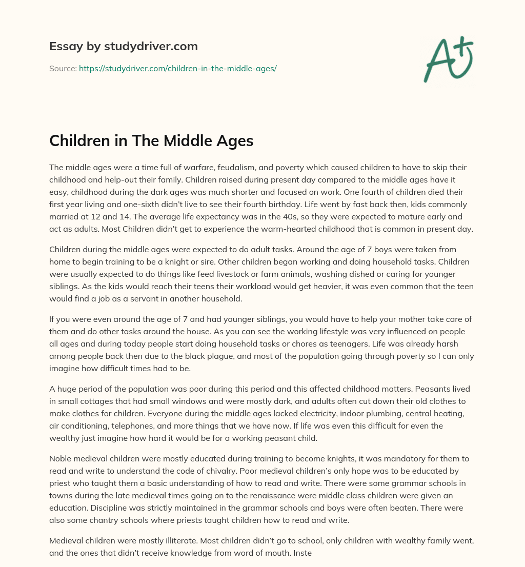 Children in the Middle Ages essay