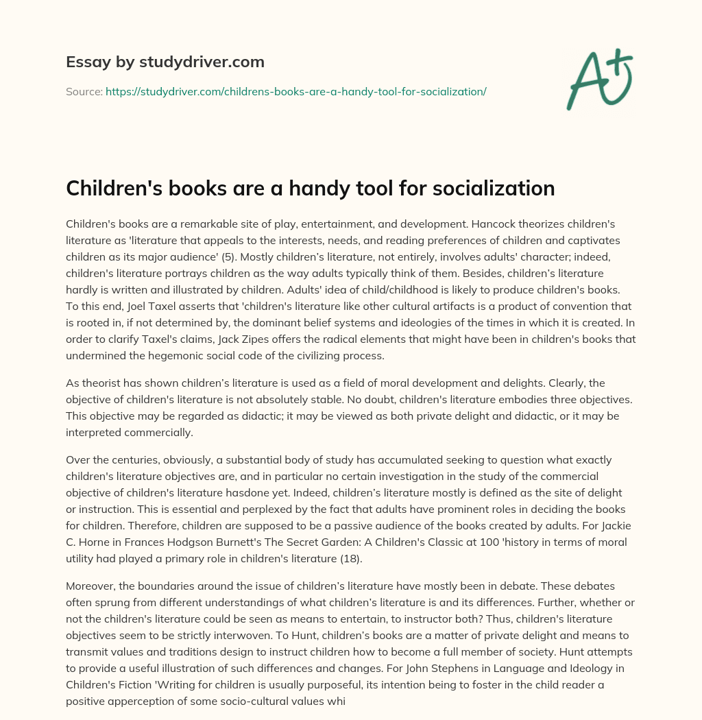 Children’s Books are a Handy Tool for Socialization essay
