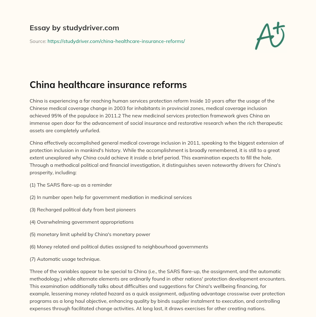 China Healthcare Insurance Reforms essay