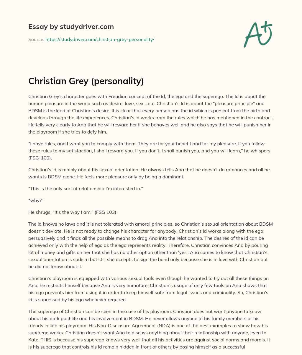 Christian Grey (personality) essay