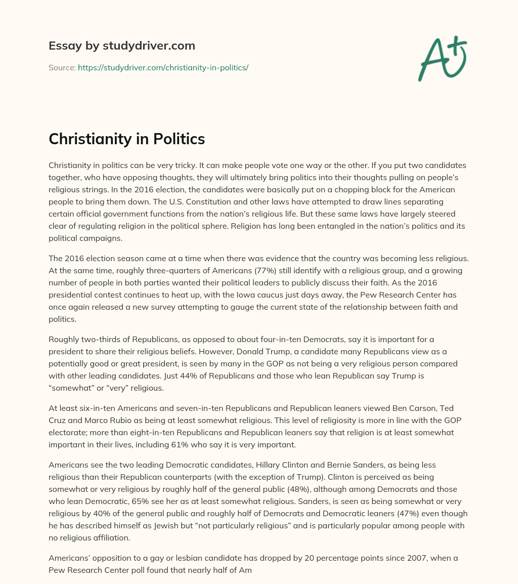 Christianity in Politics essay