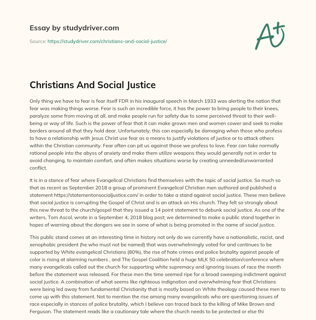 Christians and Social Justice essay