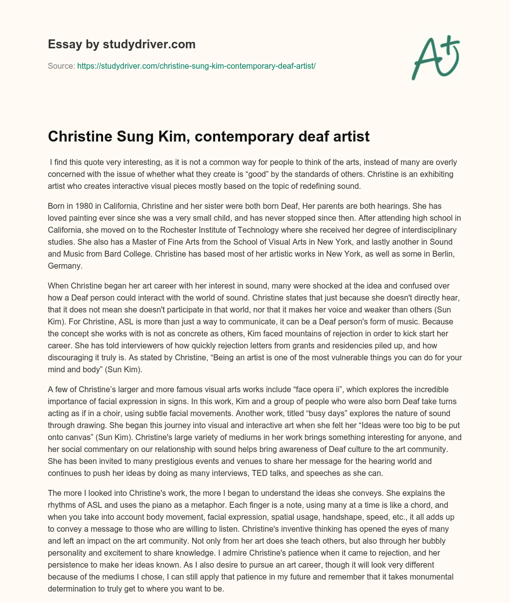 Christine Sung Kim, Contemporary Deaf Artist essay