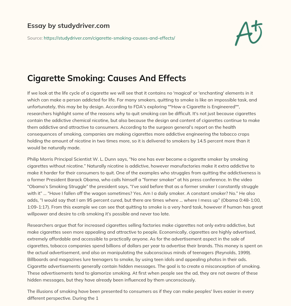 Cigarette Smoking: Causes and Effects essay