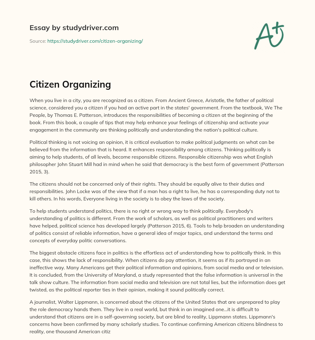 Citizen Organizing essay