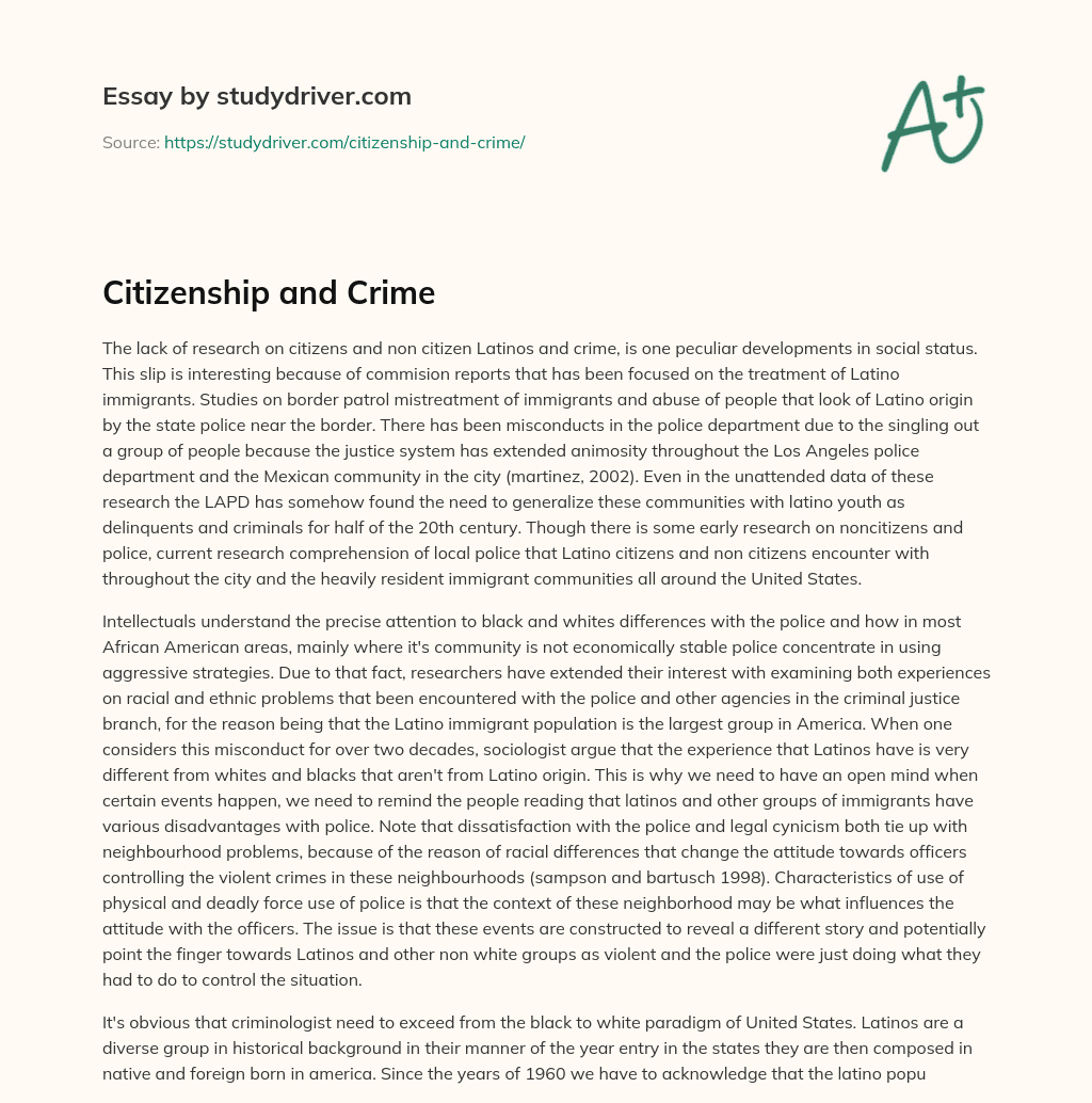 Citizenship and Crime essay