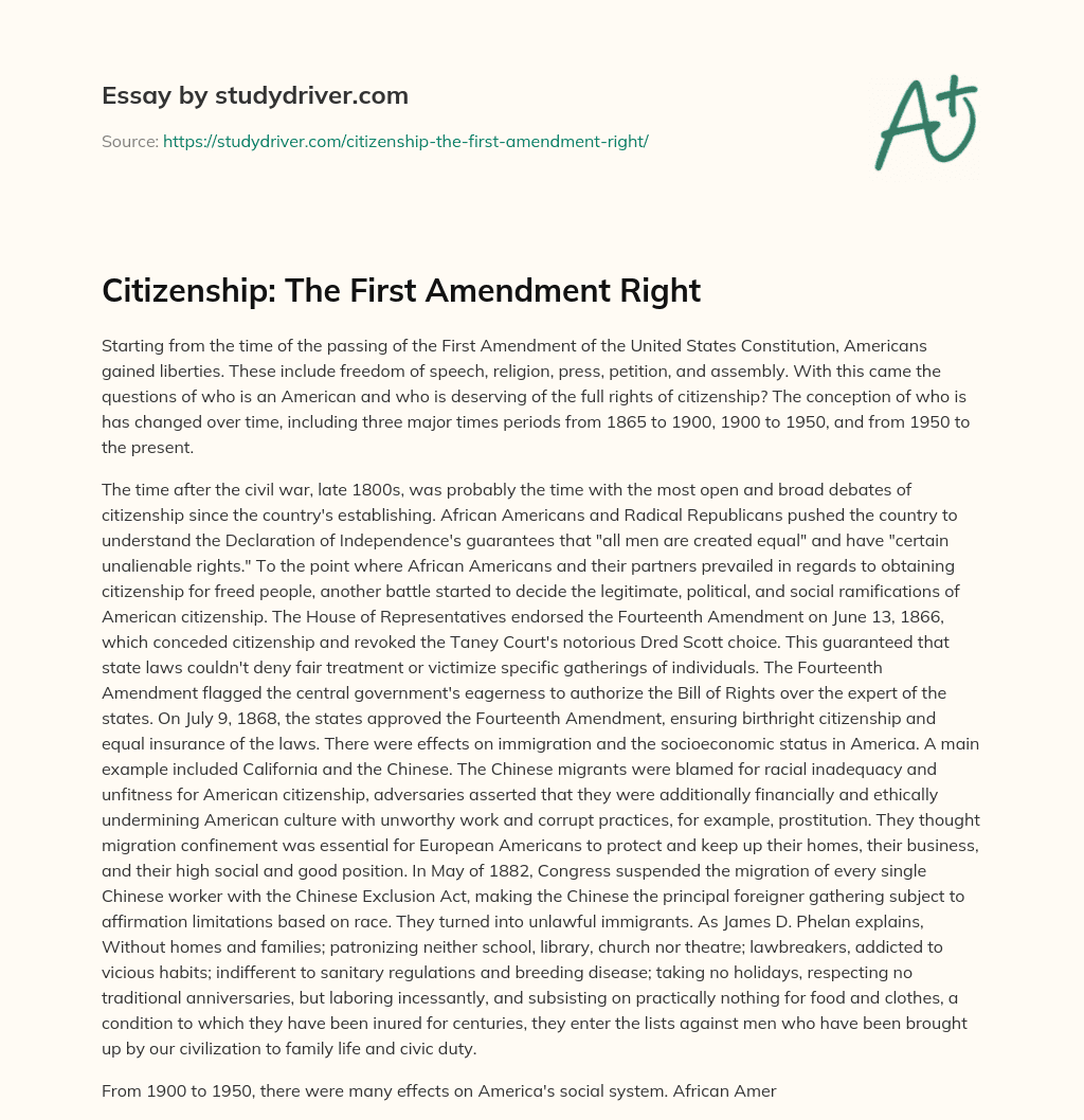 Citizenship: the First Amendment Right essay