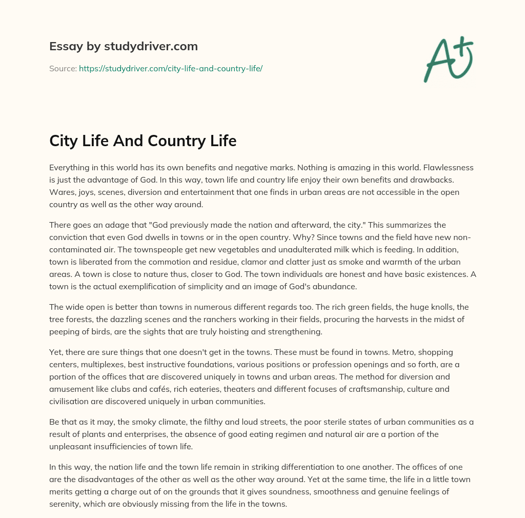 City Life and Country Life essay