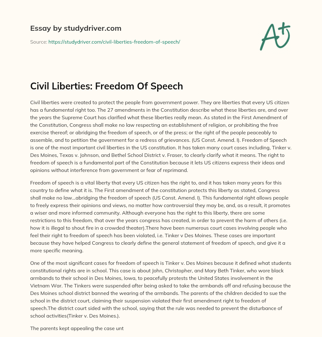 Civil Liberties: Freedom of Speech essay