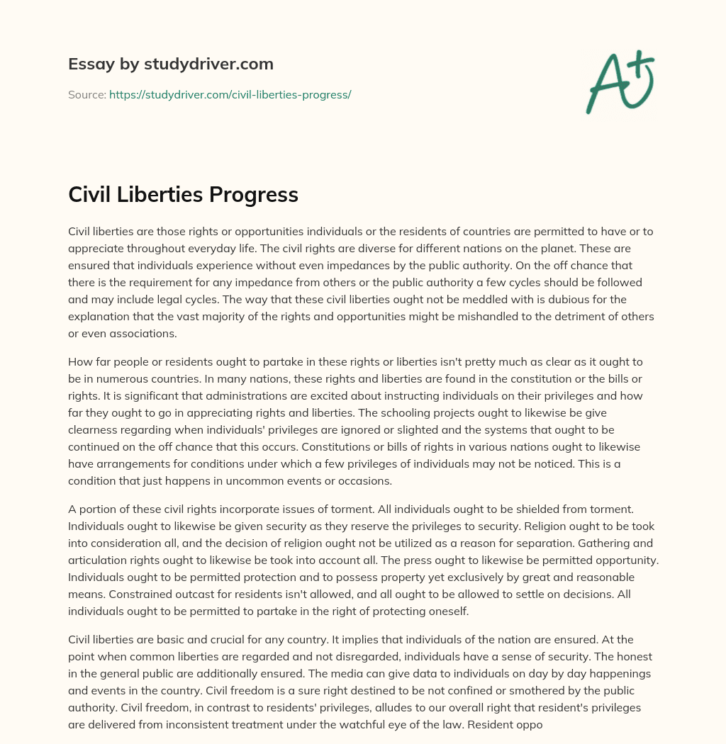 Civil Liberties Progress essay