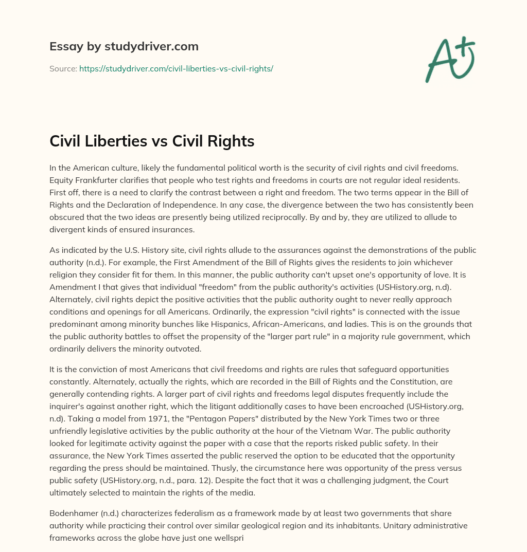 Civil Liberties Vs Civil Rights essay