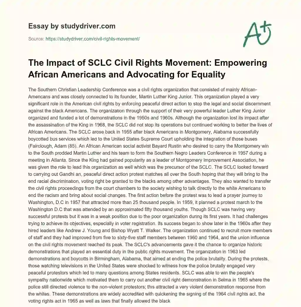 causes and effects of civil rights movement essay