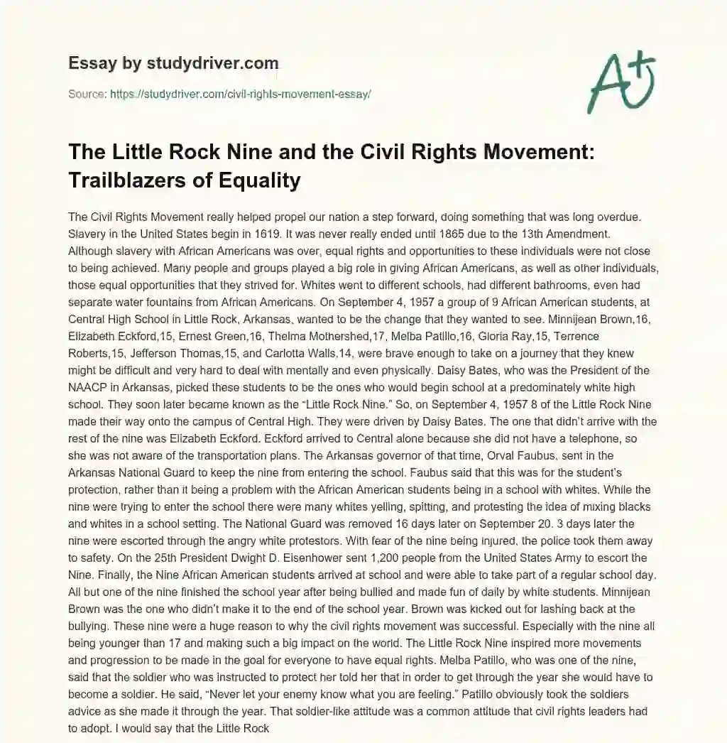Civil Rights Movement Essay essay