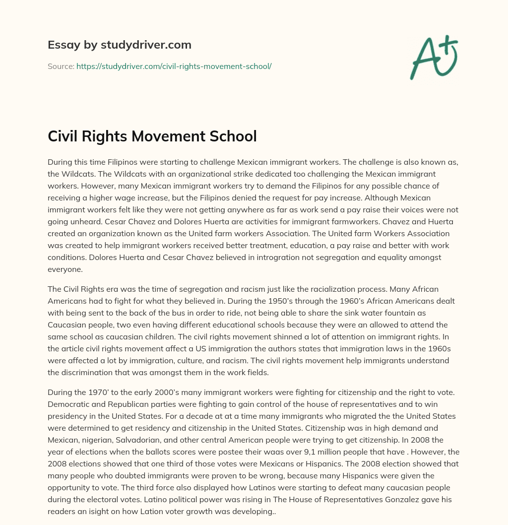 Civil Rights Movement School essay