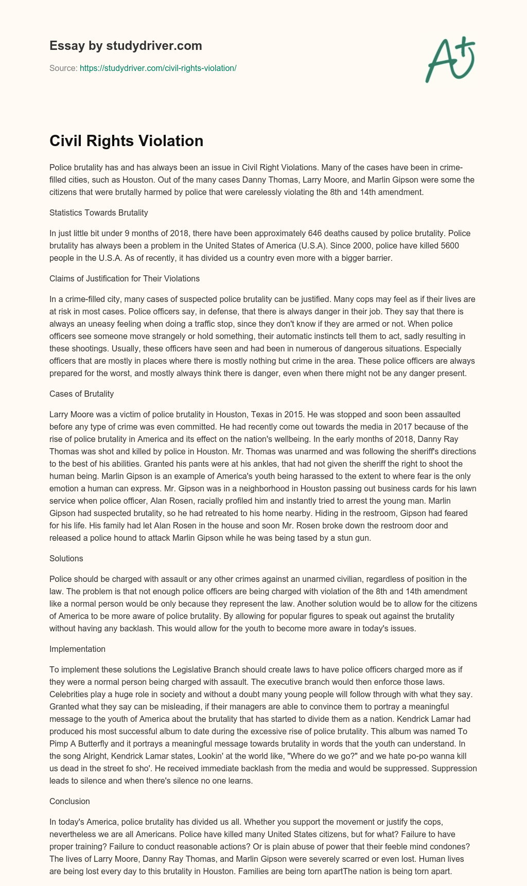 Civil Rights Violation essay