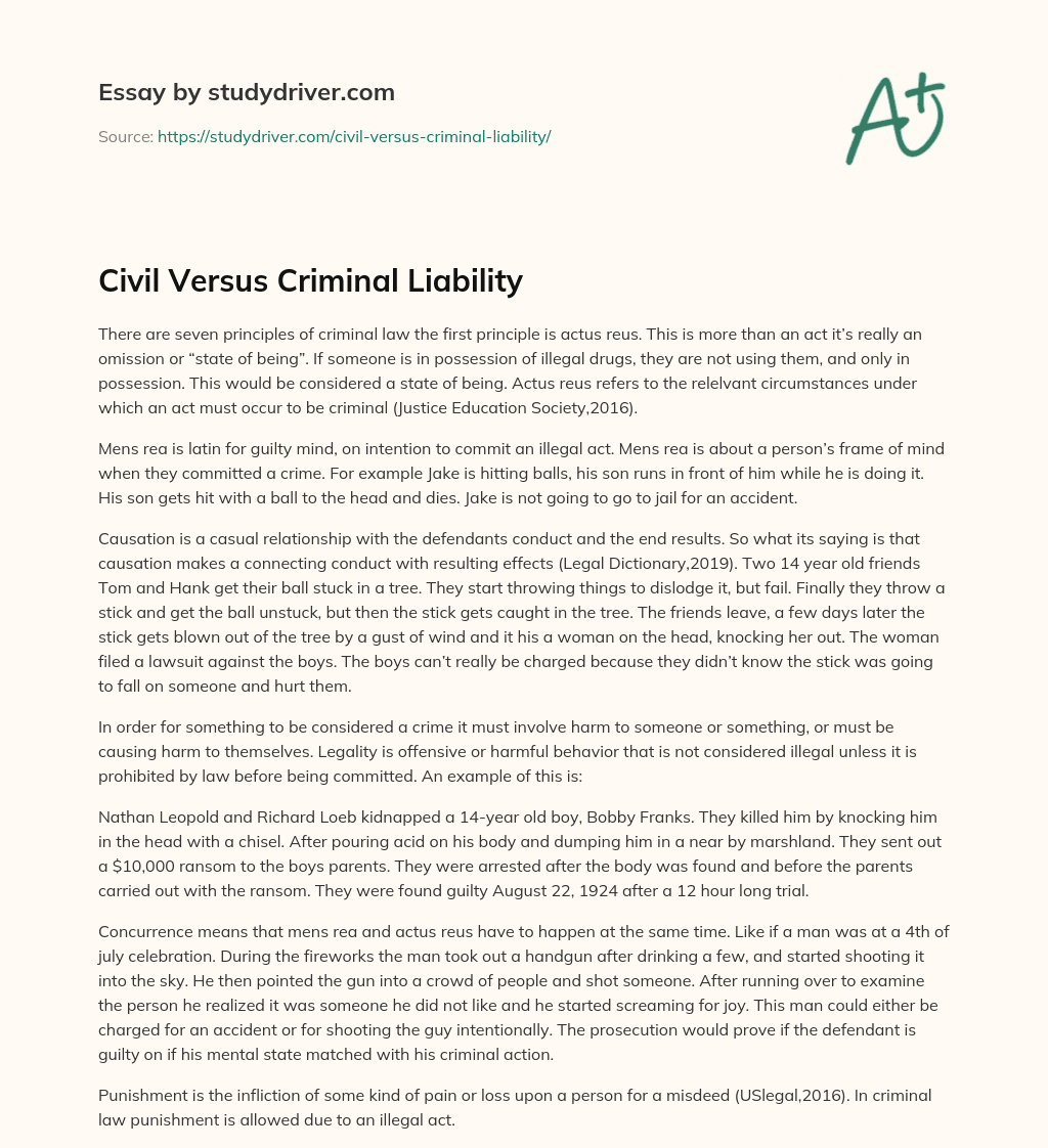Civil Versus Criminal Liability essay