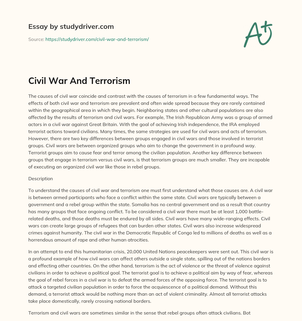 Civil War and Terrorism essay