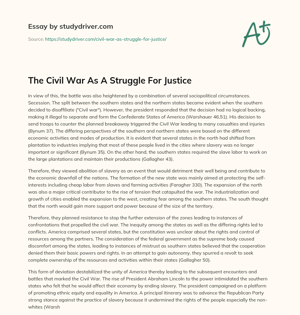 The Civil War as a Struggle for Justice essay
