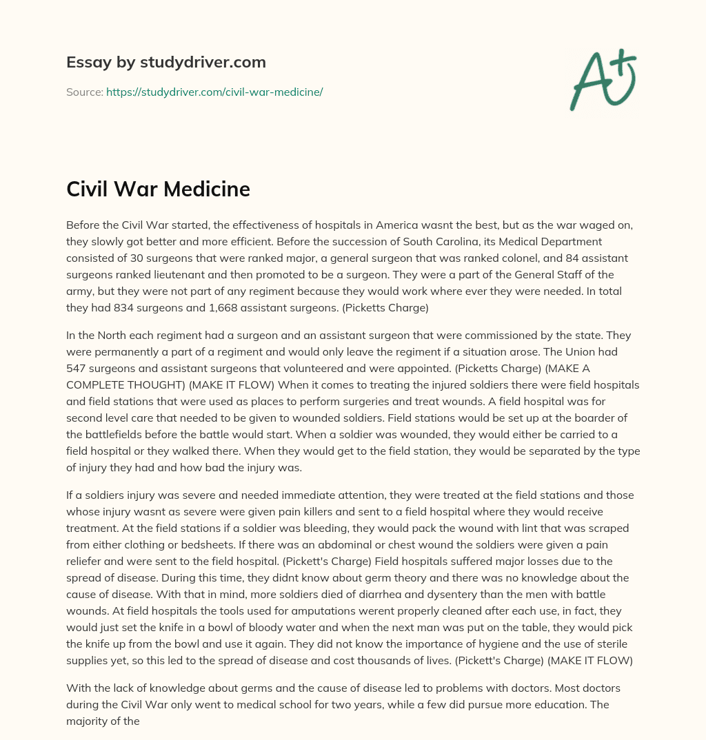 Civil War Medicine essay