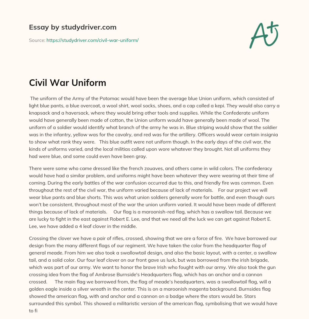 Civil War Uniform essay