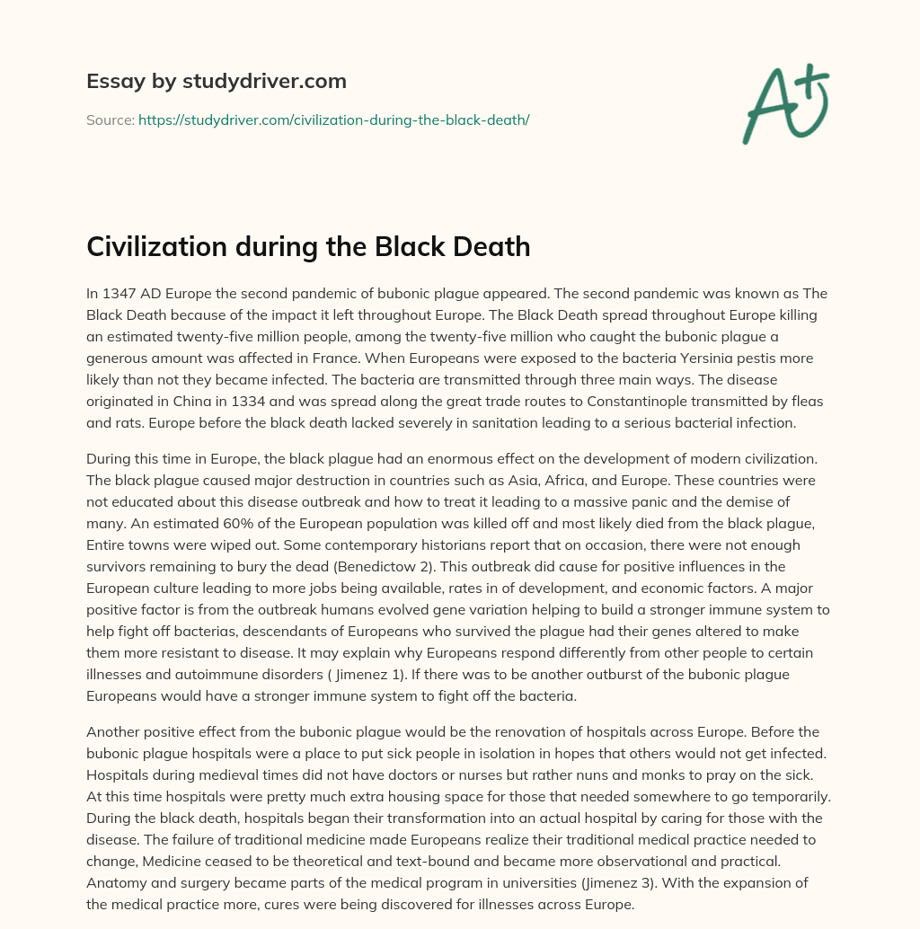 Civilization during the Black Death essay
