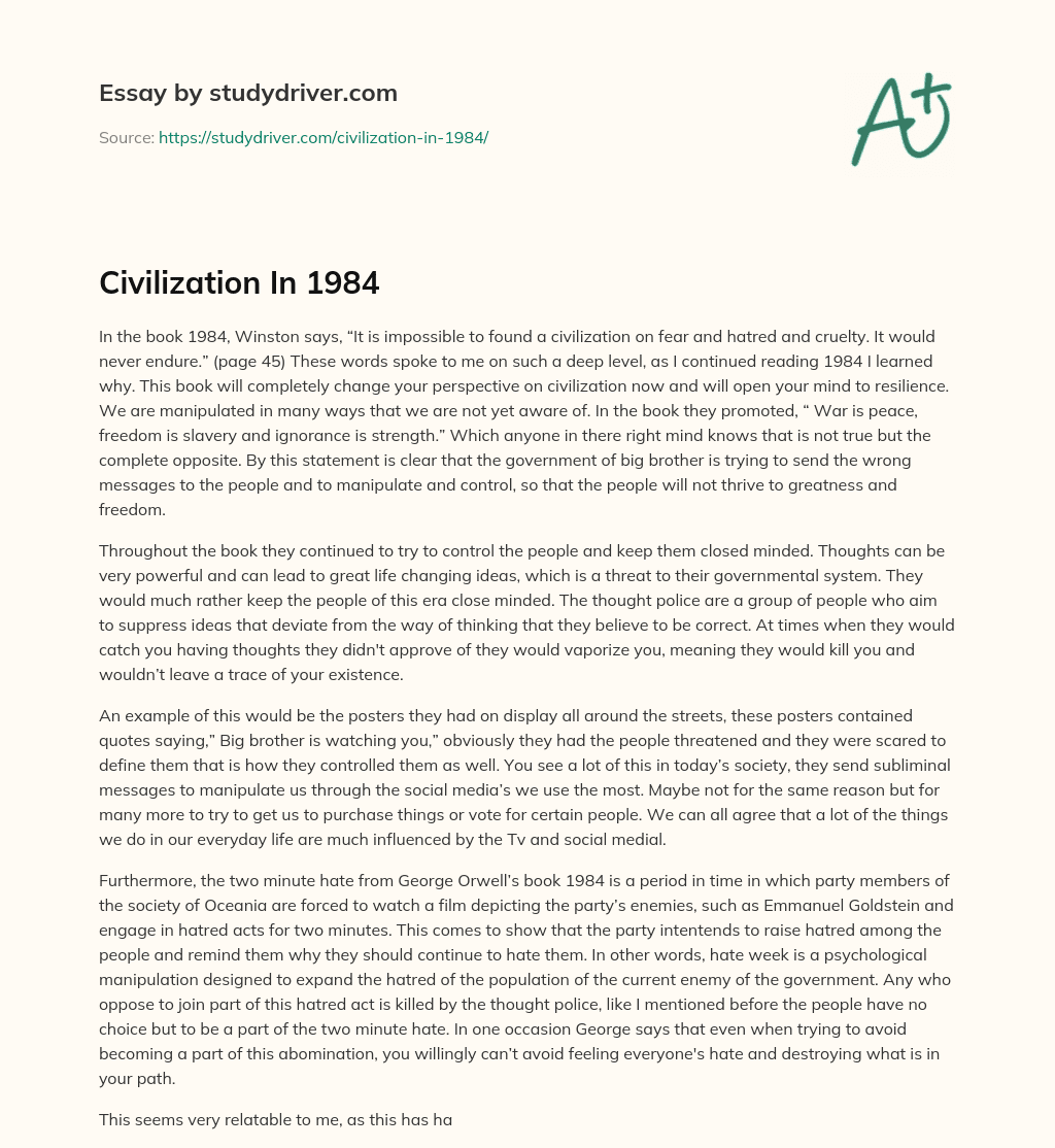Civilization in 1984 essay