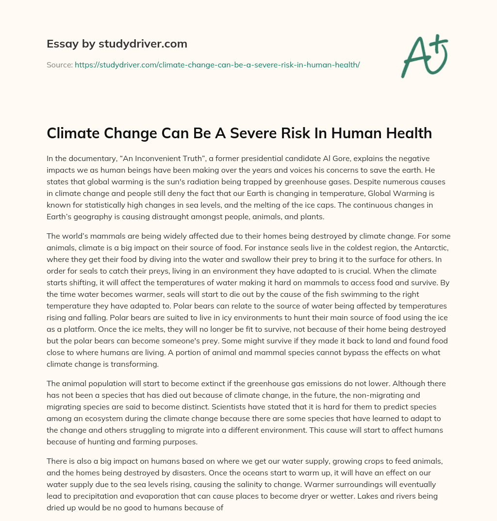 Climate Change Can be a Severe Risk in Human Health essay