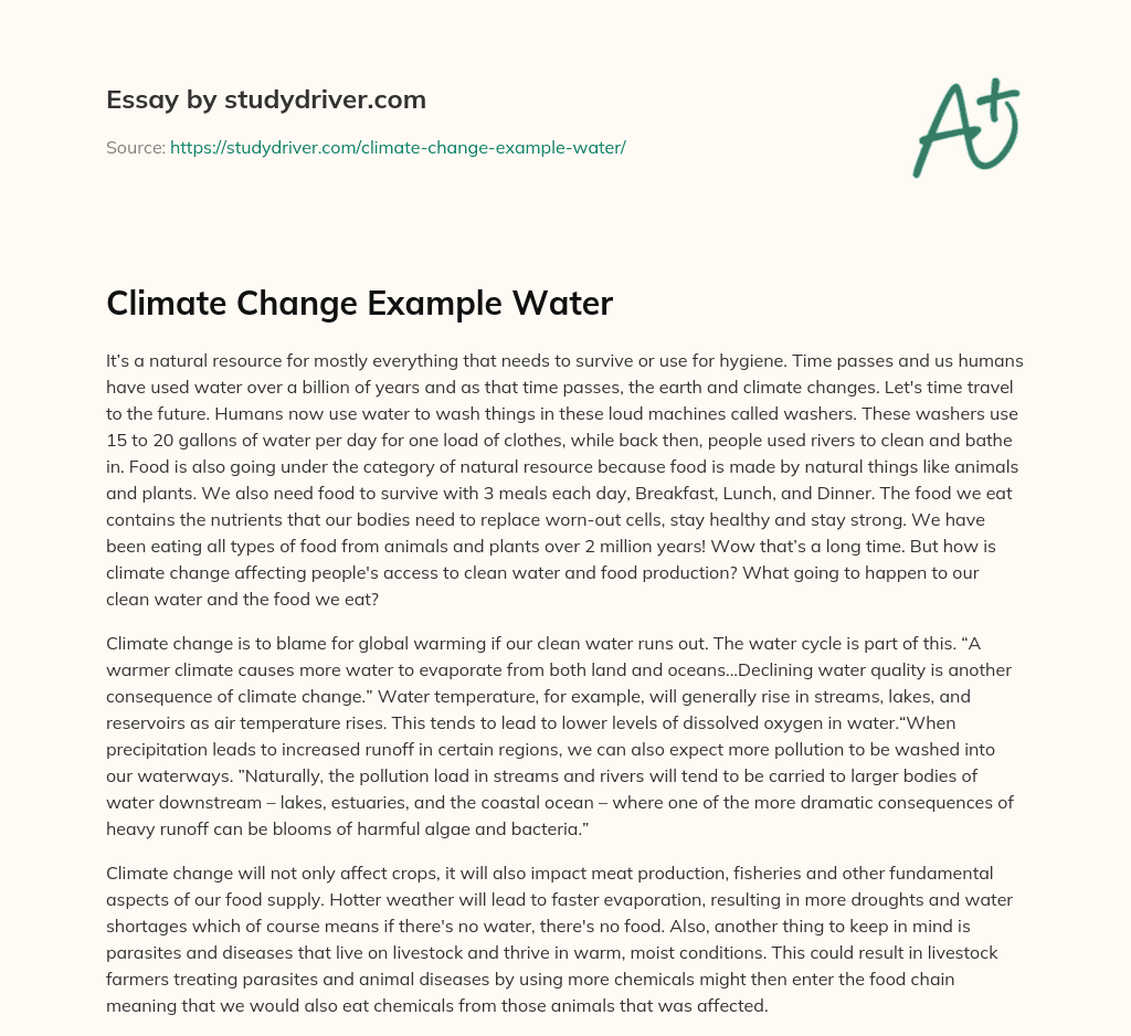 Climate Change Example Water essay