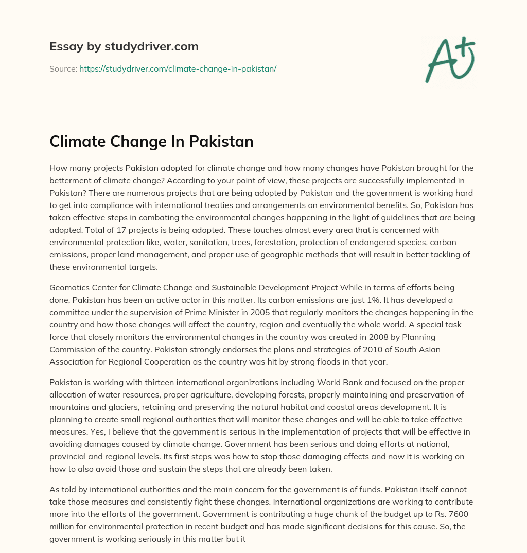 Climate Change in Pakistan essay