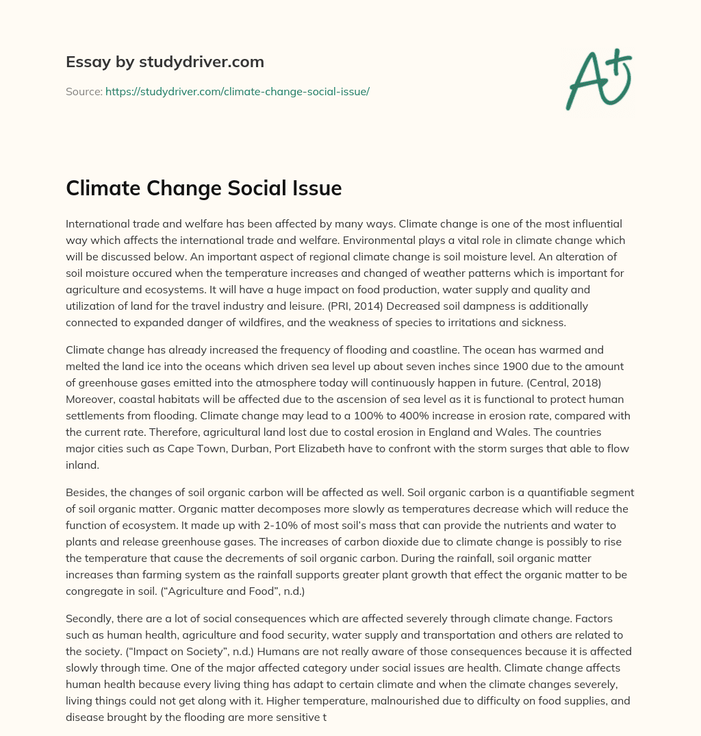 Climate Change Social Issue essay