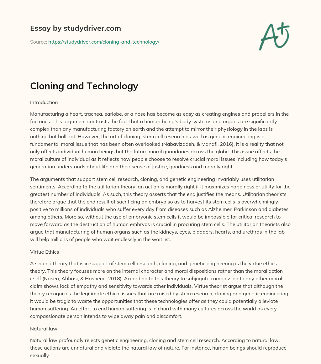 Cloning and Technology essay