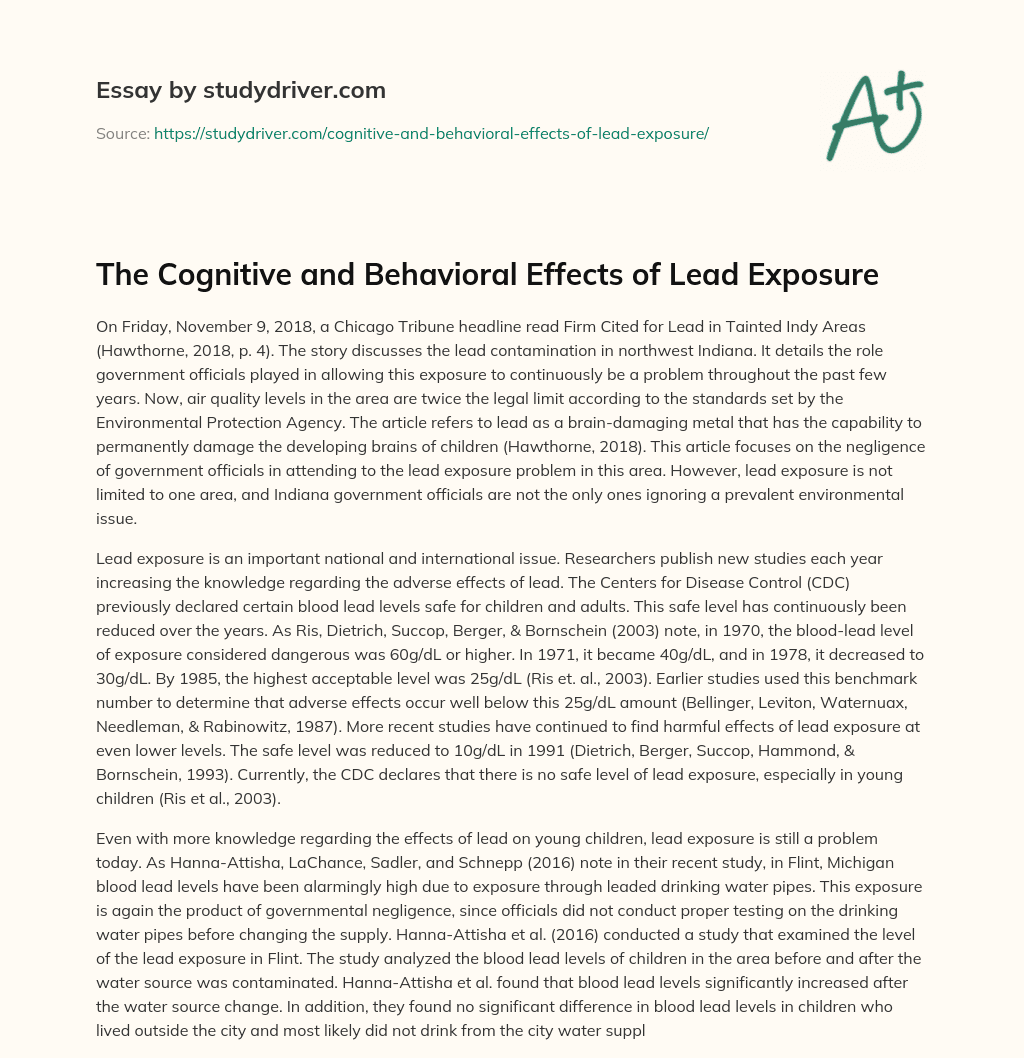The Cognitive and Behavioral Effects of Lead Exposure essay