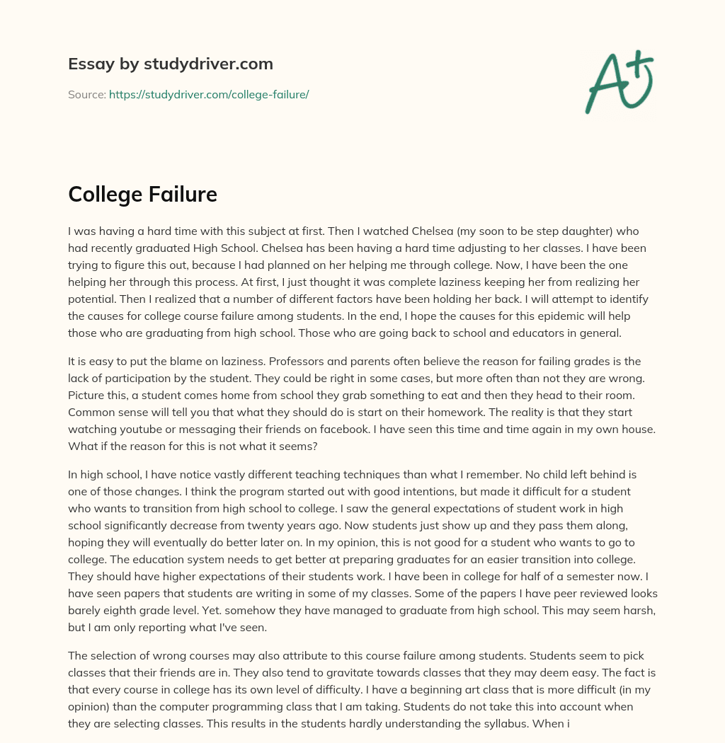 College Failure essay