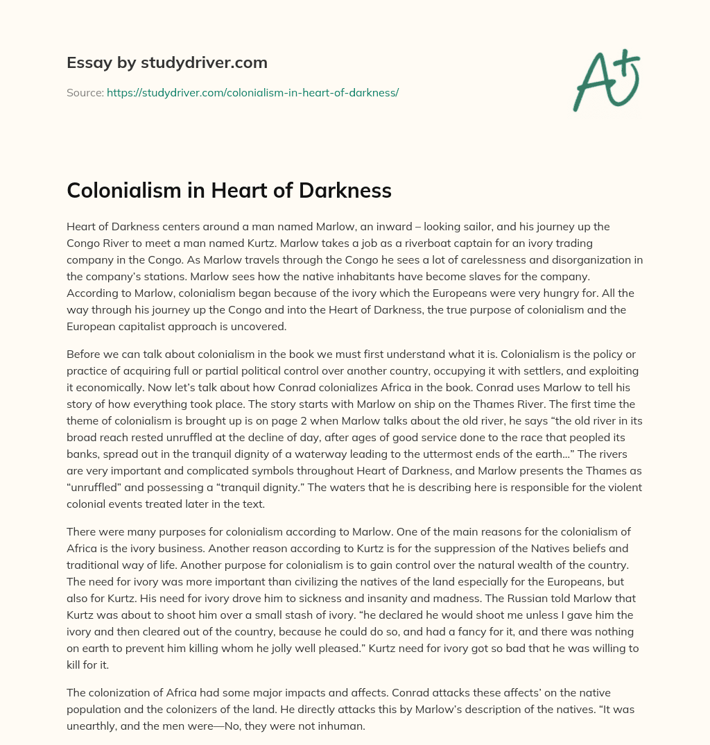 Colonialism in Heart of Darkness essay