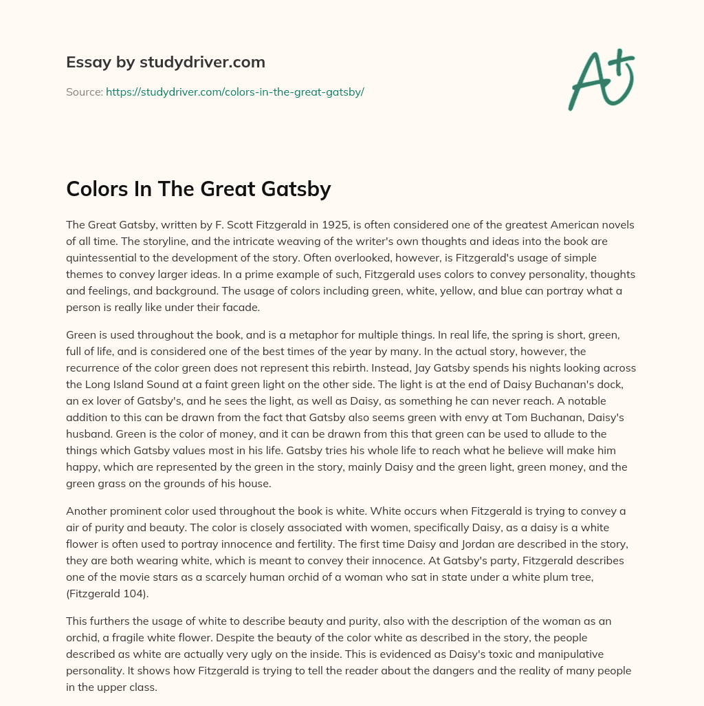 Colors in the Great Gatsby essay