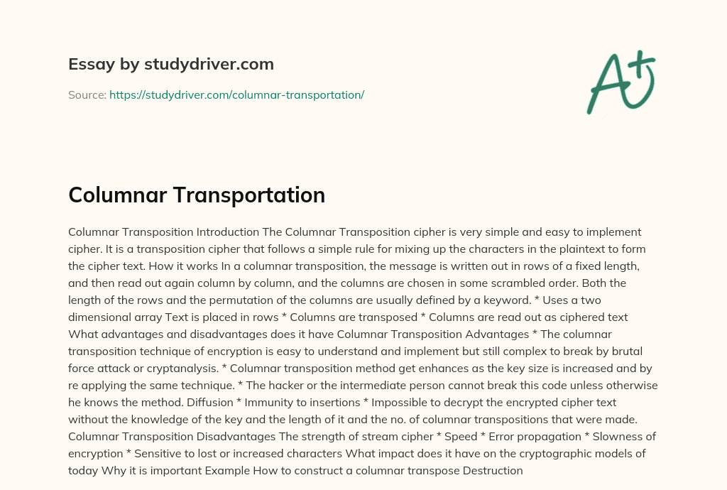 Columnar Transportation essay