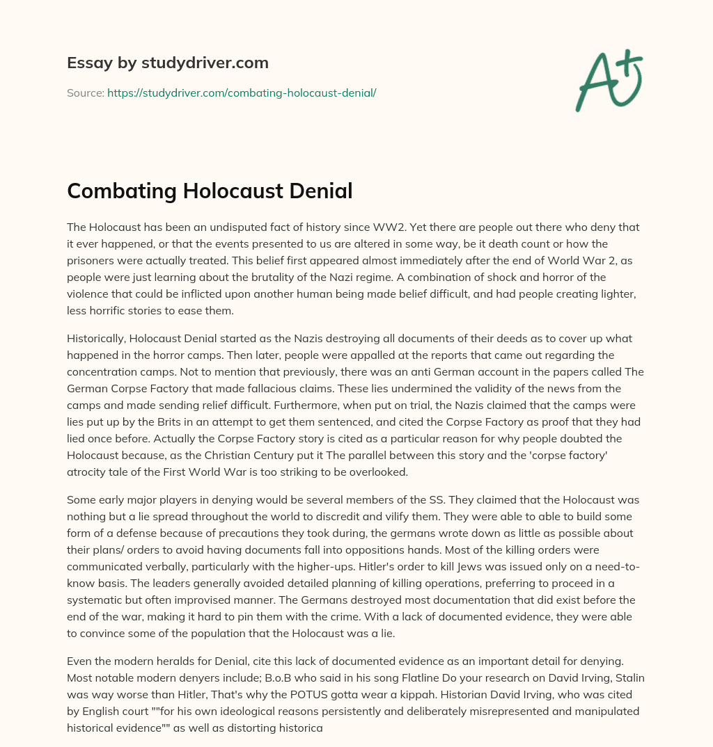 Combating Holocaust Denial essay