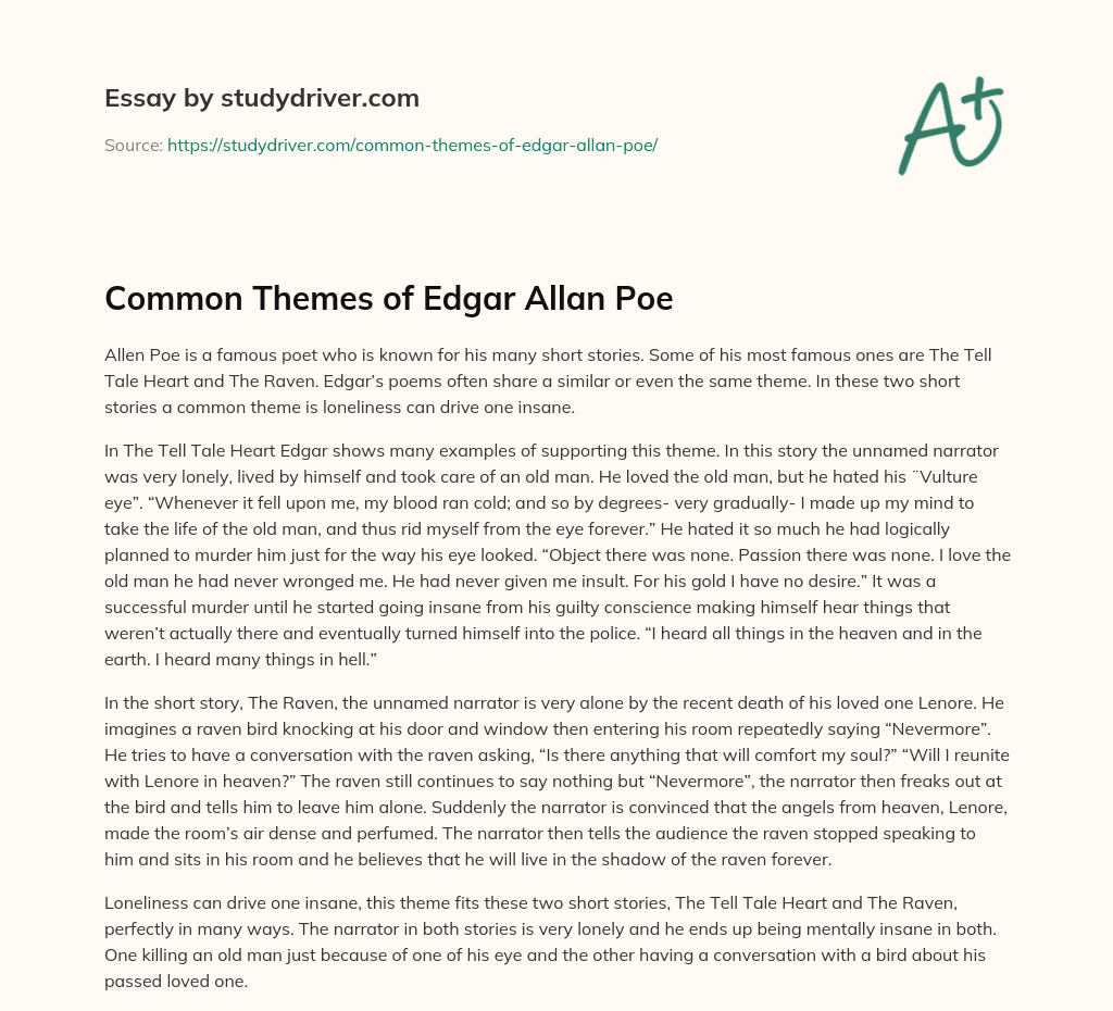 Common Themes of Edgar Allan Poe essay