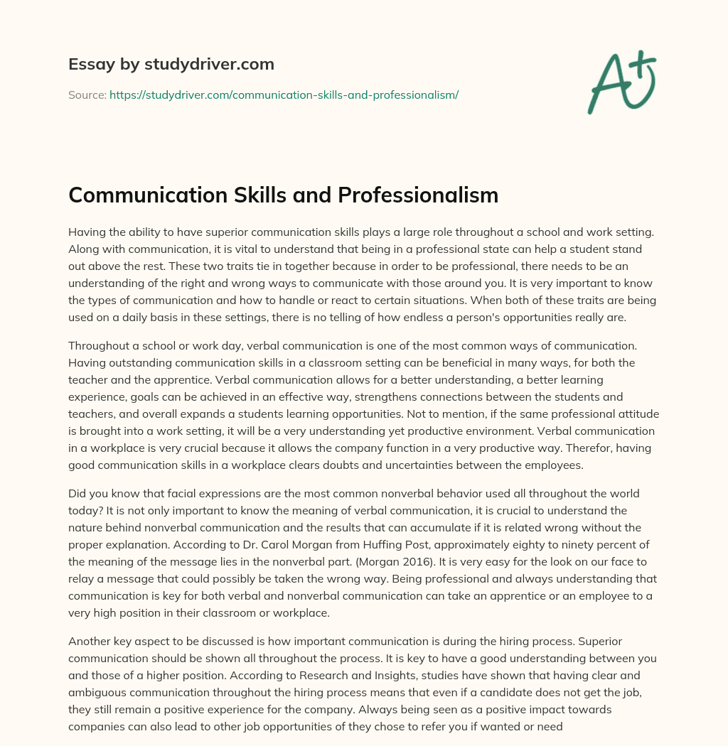 Communication Skills and Professionalism essay
