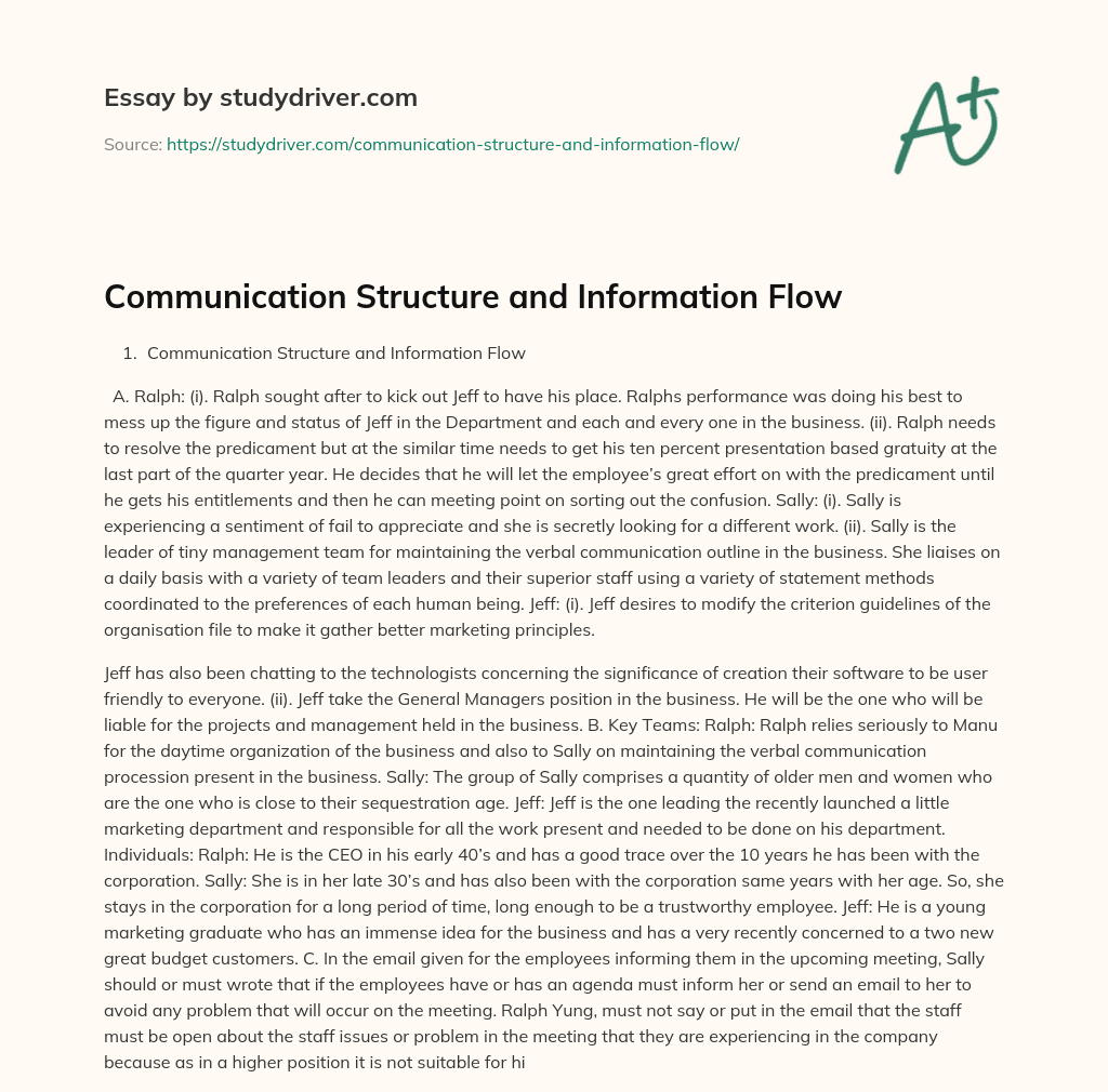 Communication Structure and Information Flow essay