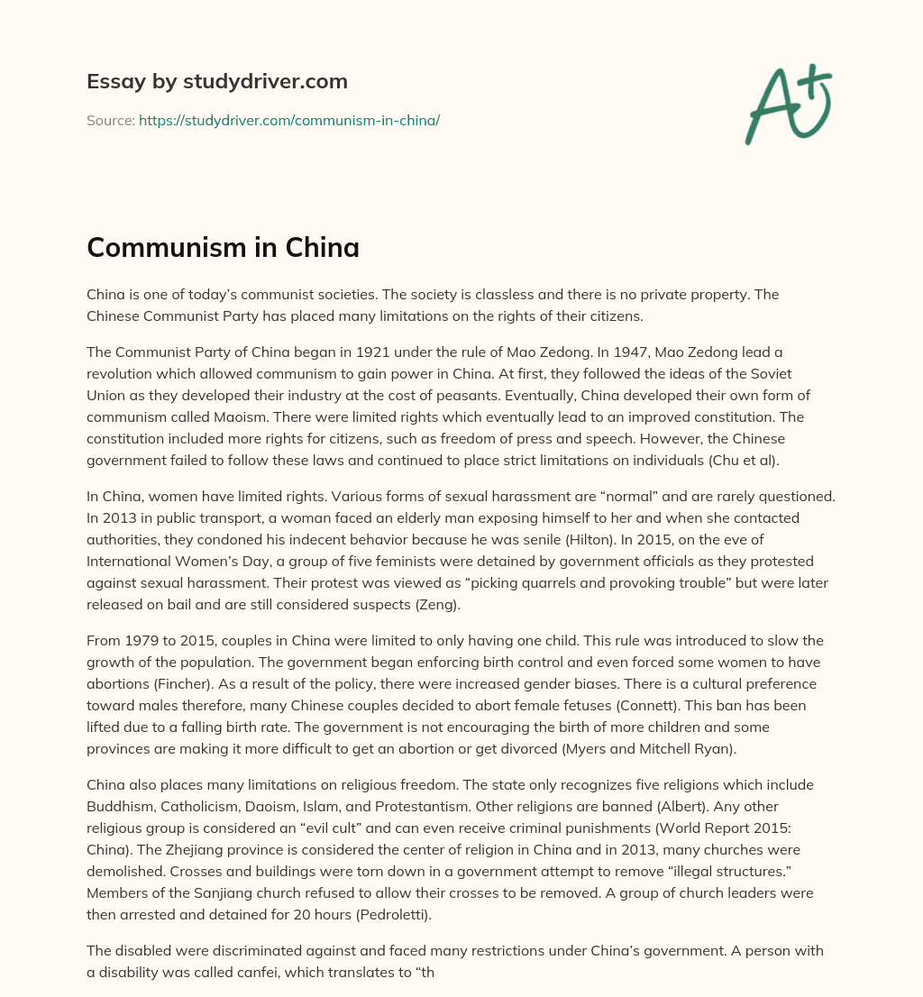 Communism in China essay