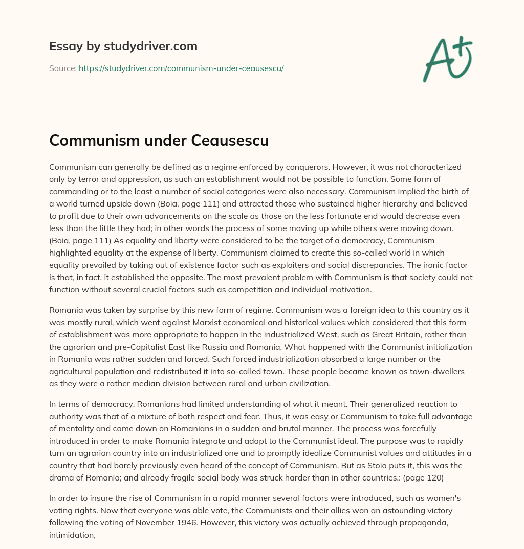 Communism under Ceausescu essay